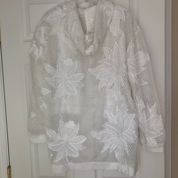 High Low floral mesh Free People hooded top - Picture 2 of 2